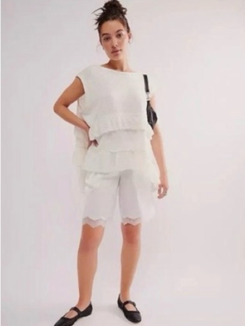Free People Claire Tee Ivory Ruffle Tunic – S